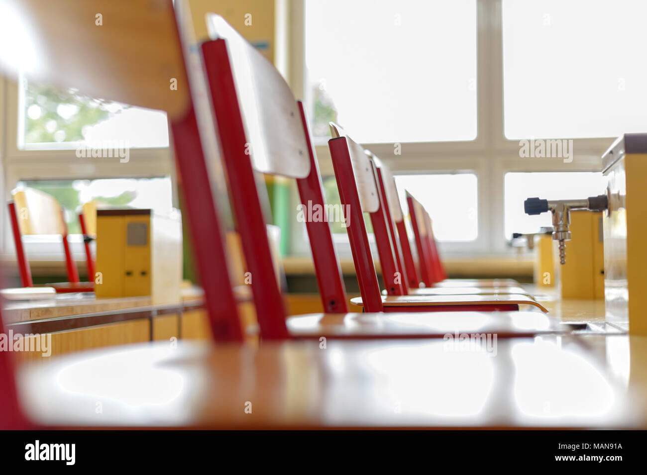 Empty science laboratory classroom. Education concept. Stock Photo