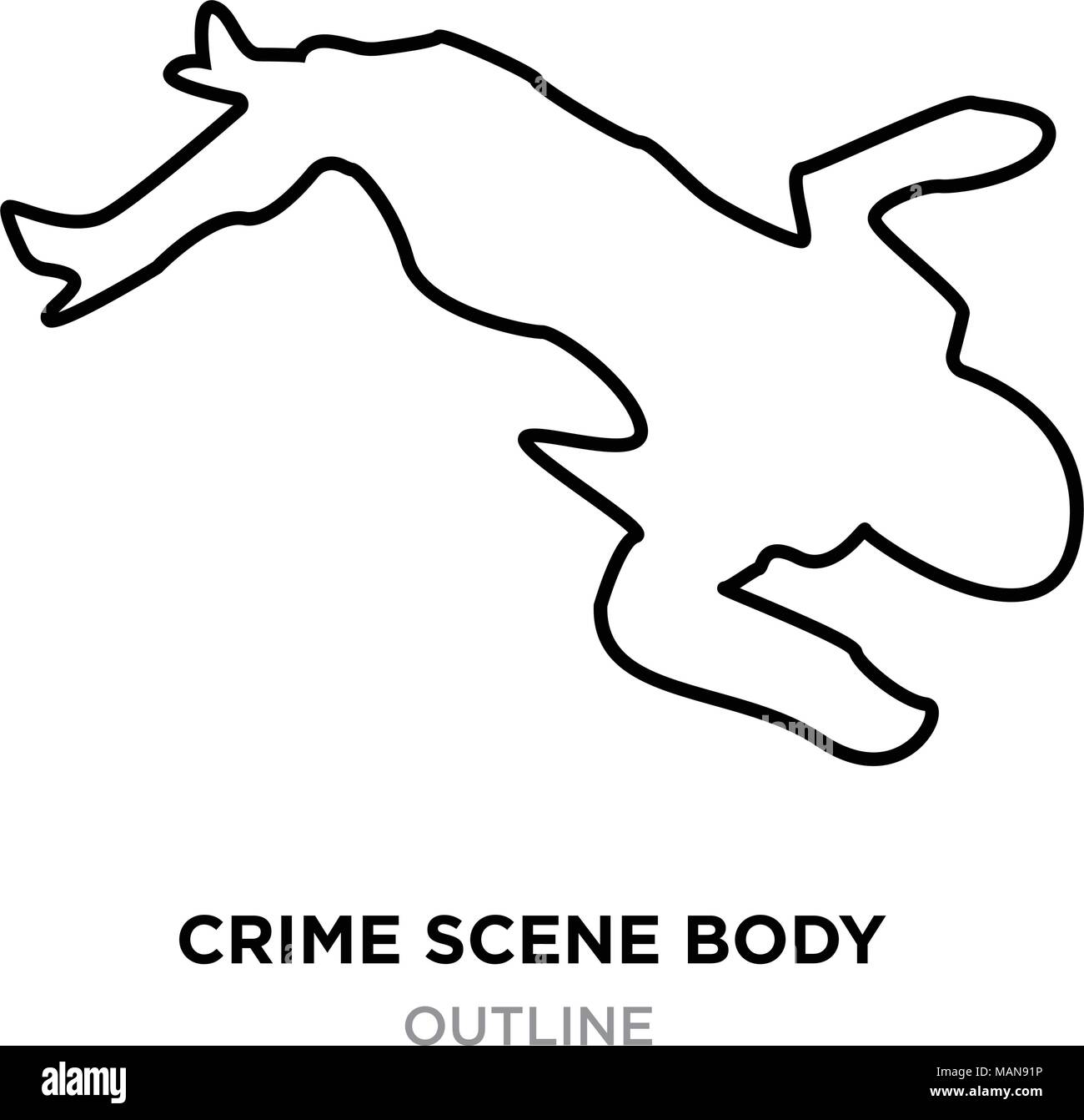 crime scene body outline on white background, vector illustration Stock