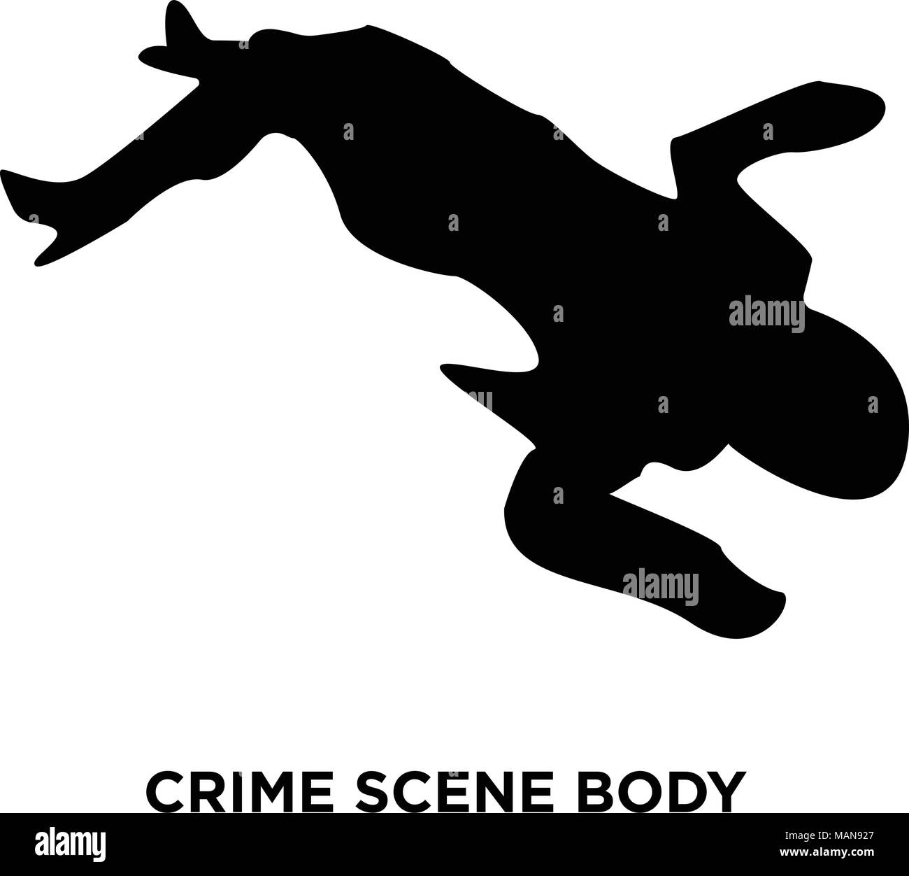 crime scene body silhouette on white background, vector illustration Stock Vector