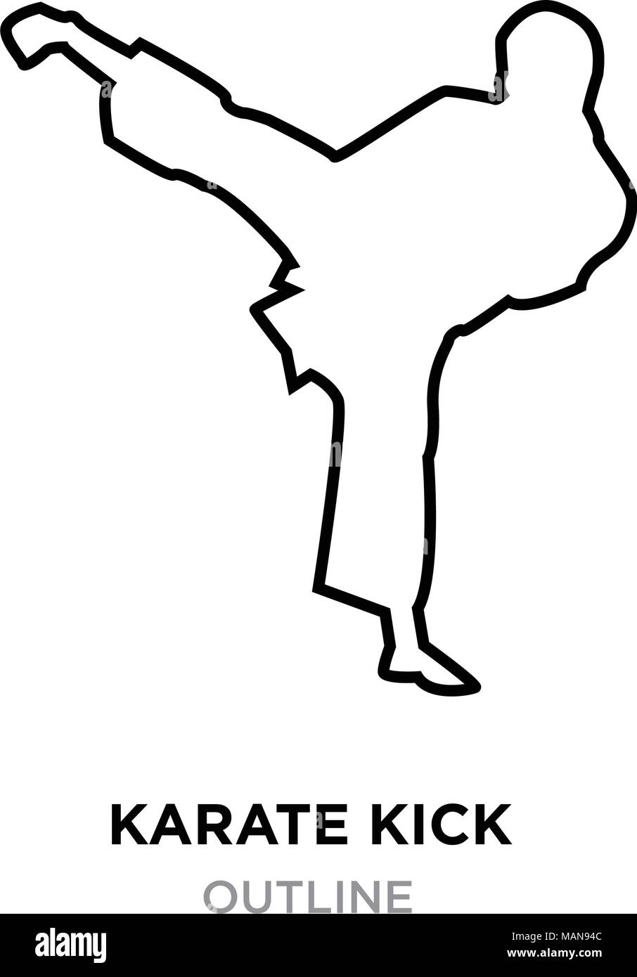 karate kick outline on white background, vector illustration Stock