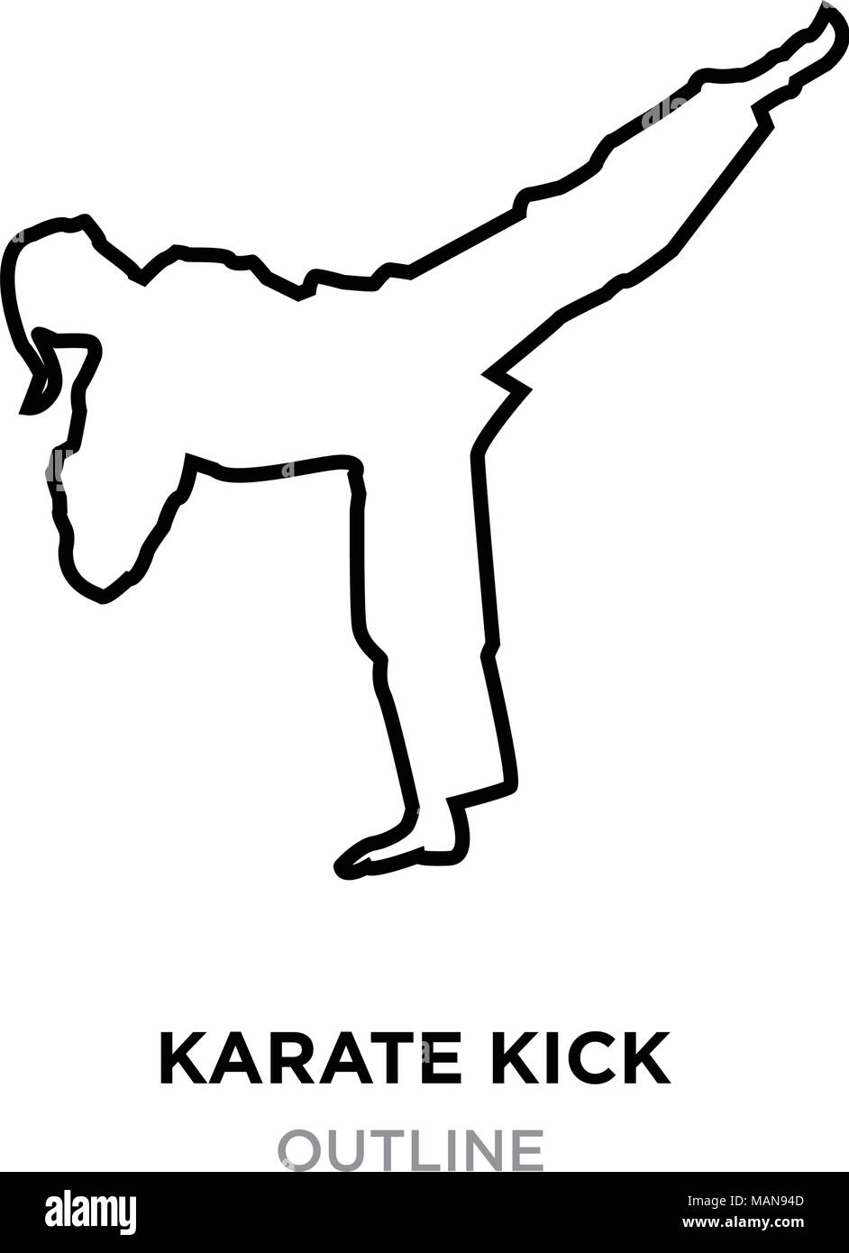 karate kick outline on white background, vector illustration Stock