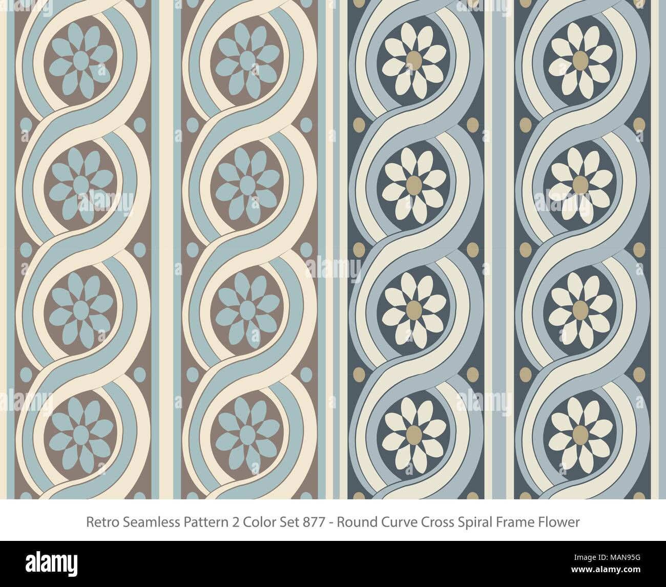 Retro Seamless Background 2 Color Set Round Curve Cross Spiral Frame ...
