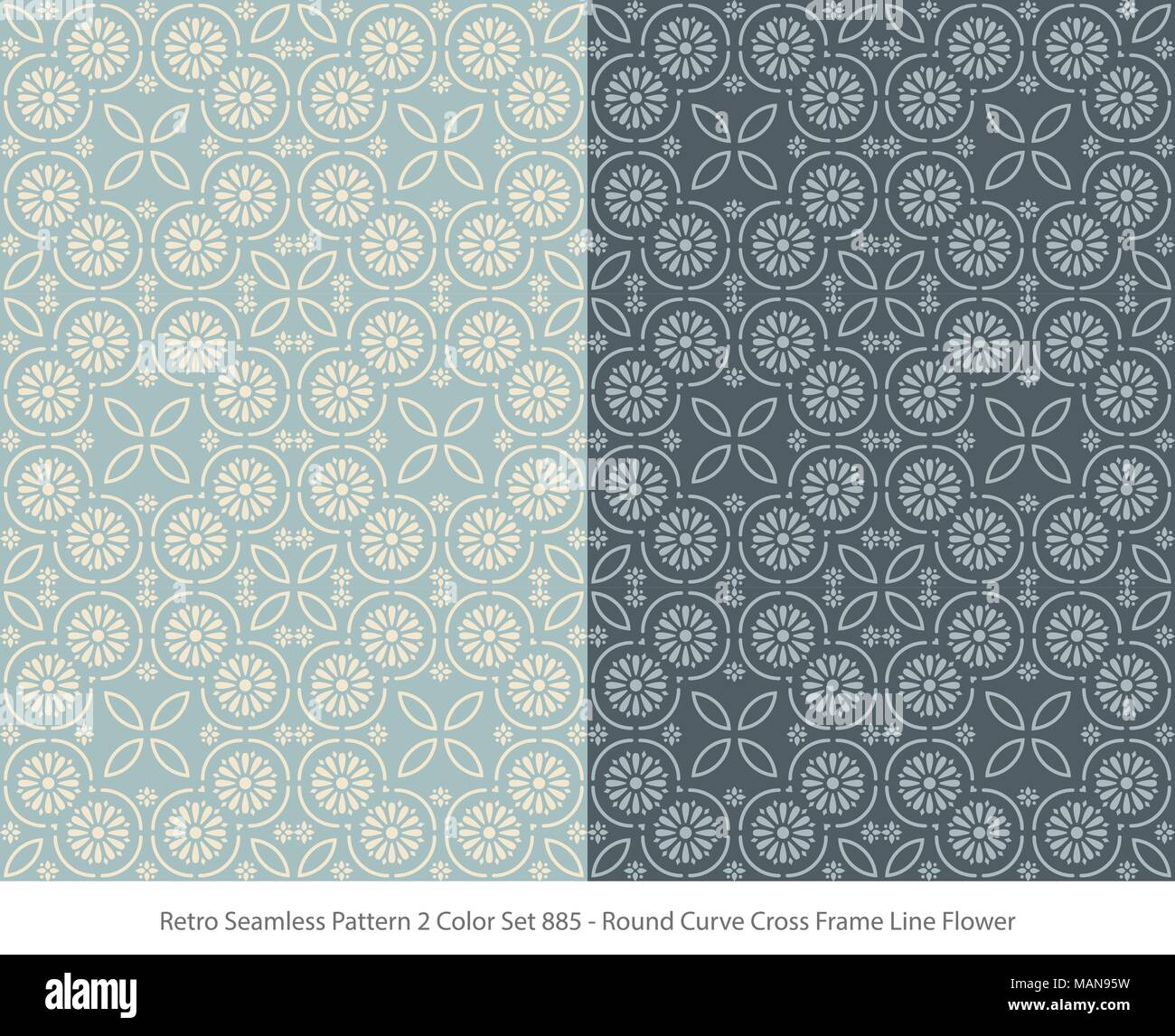 Retro Seamless Background 2 Color Set Round Curve Cross Frame Line ...