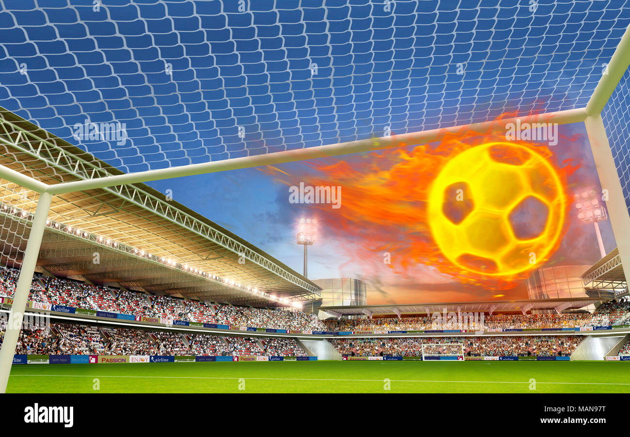 Burning soccer ball on stadium hi-res stock photography and images - Alamy