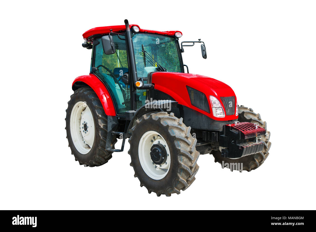 Modern agricultural tractor isolated on white background with clipping ...