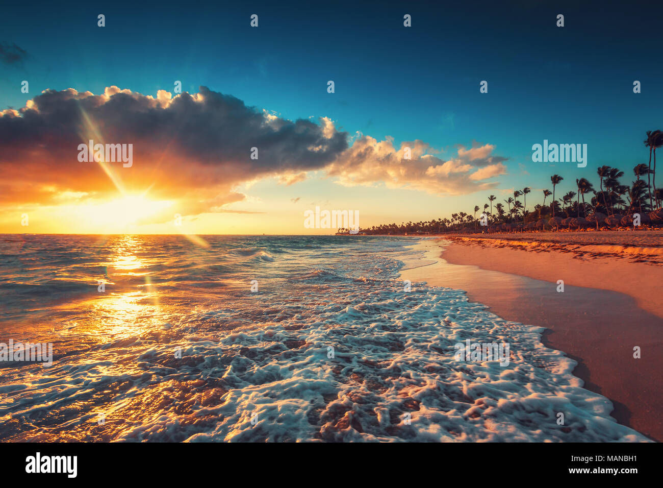 Tropical beach in Punta Cana, Dominican Republic Stock Photo - Alamy