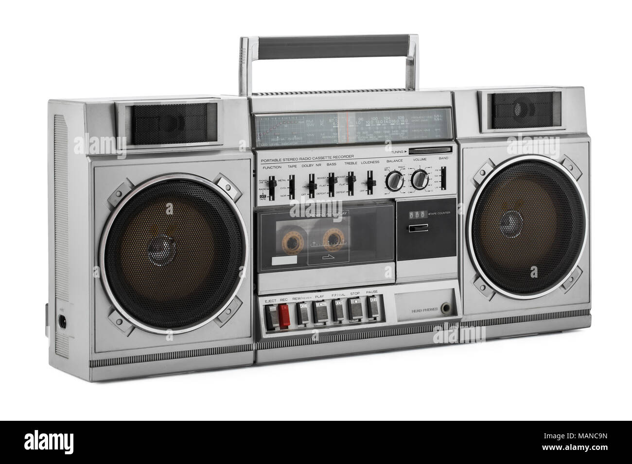 Retro ghetto blaster isolated on white with clipping path Stock Photo