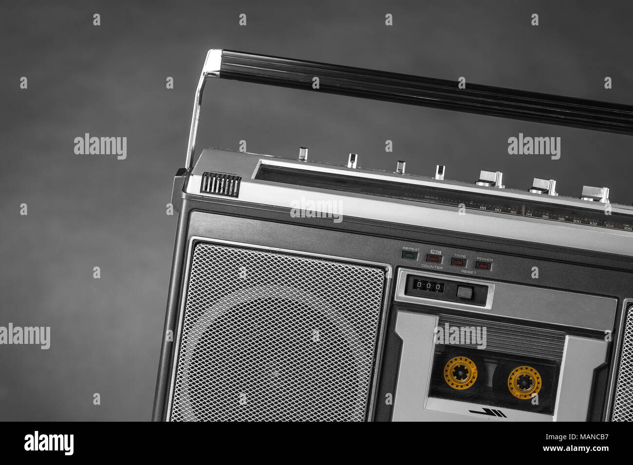 Vintage 1980s Silver radio boom box Stock Photo Alamy