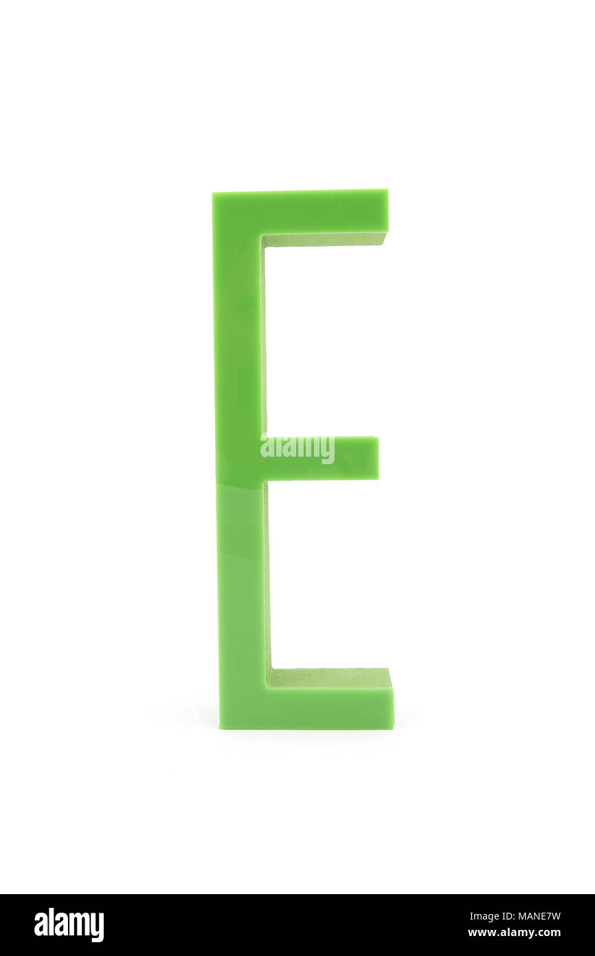 Plastic letter E isolated on white background Stock Photo - Alamy