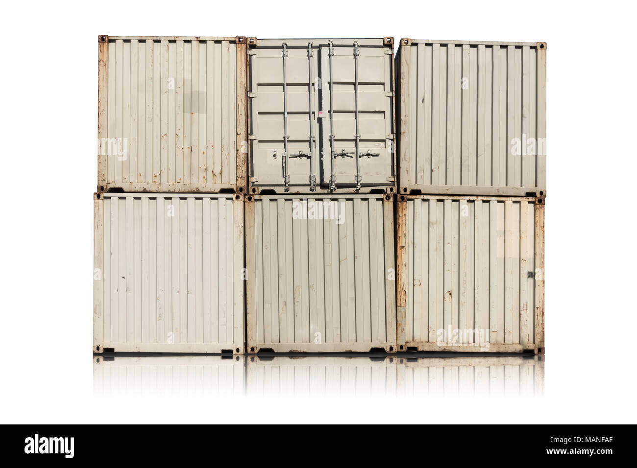 Container stack with isolation white background. Stock Photo