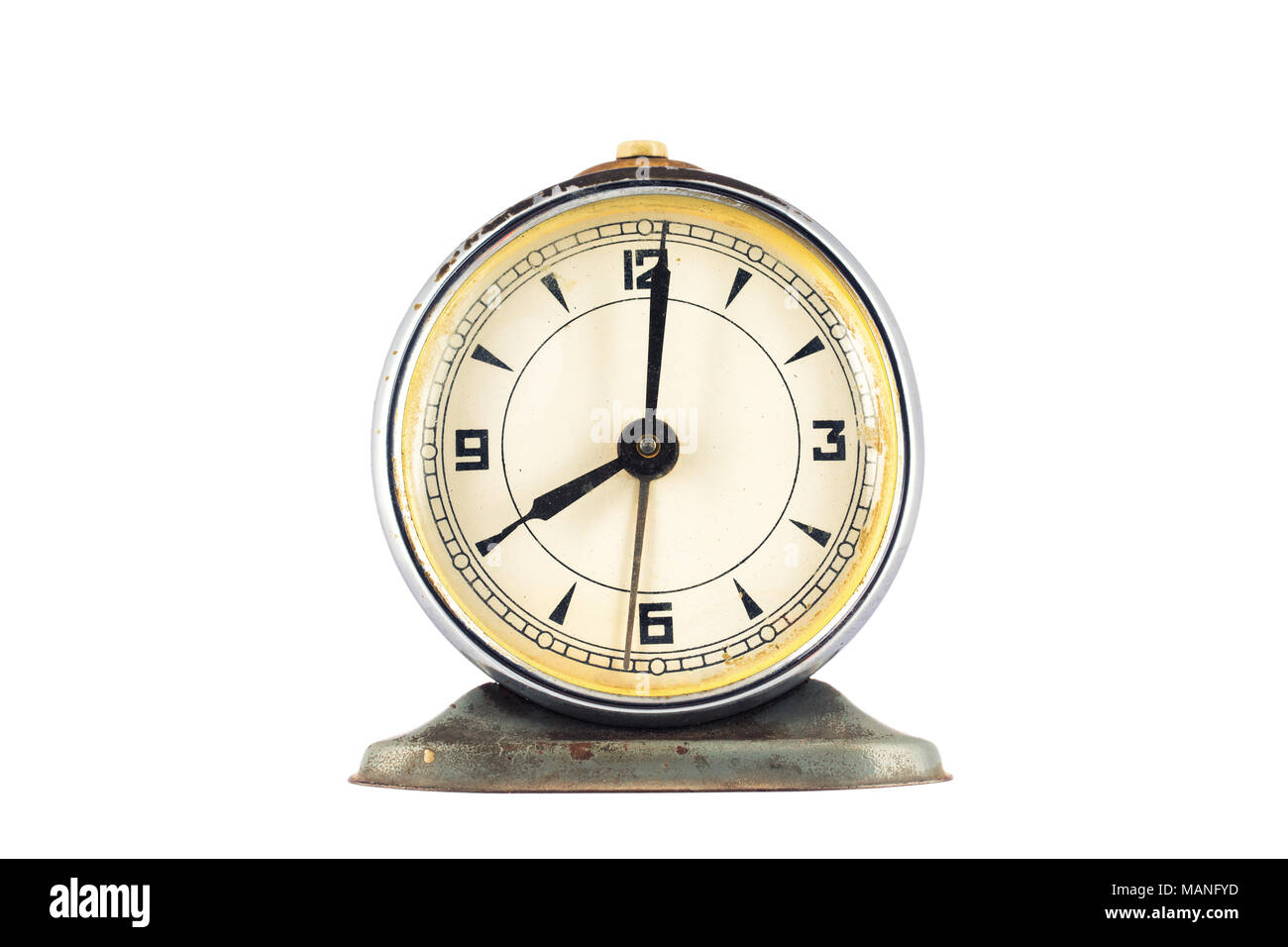Big old vintage alarm clock isolated on white background Stock Photo ...