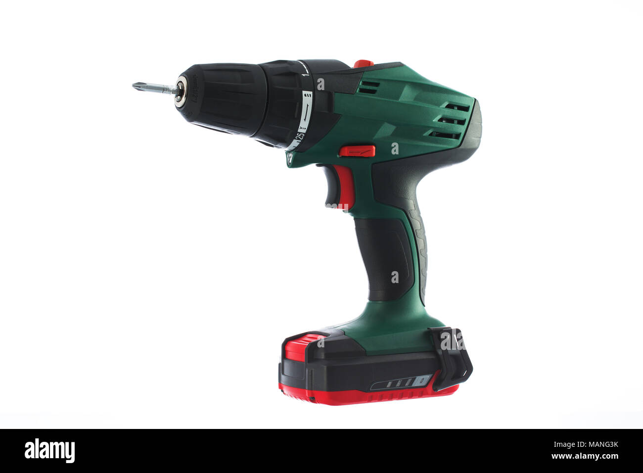 Screwdriver drill isolated on a white background Stock Photo