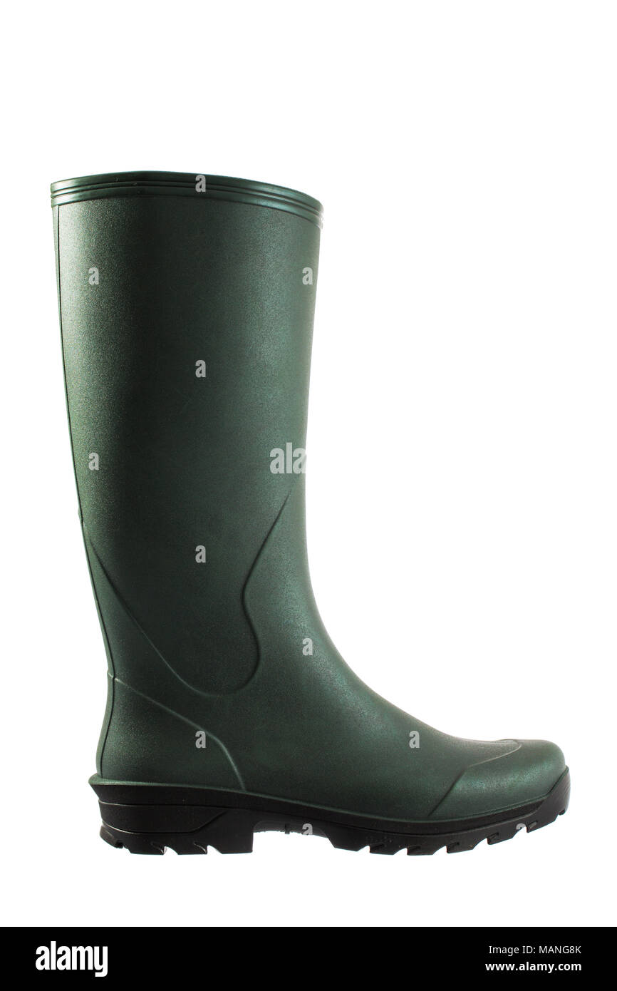 Green rubber boots isolated on white Stock Photo