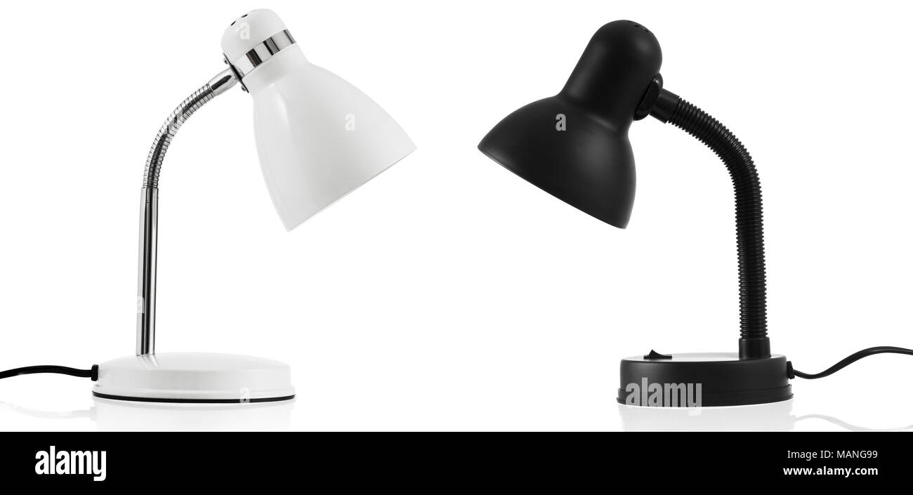White & Black desk lamp isolated on white background Stock Photo