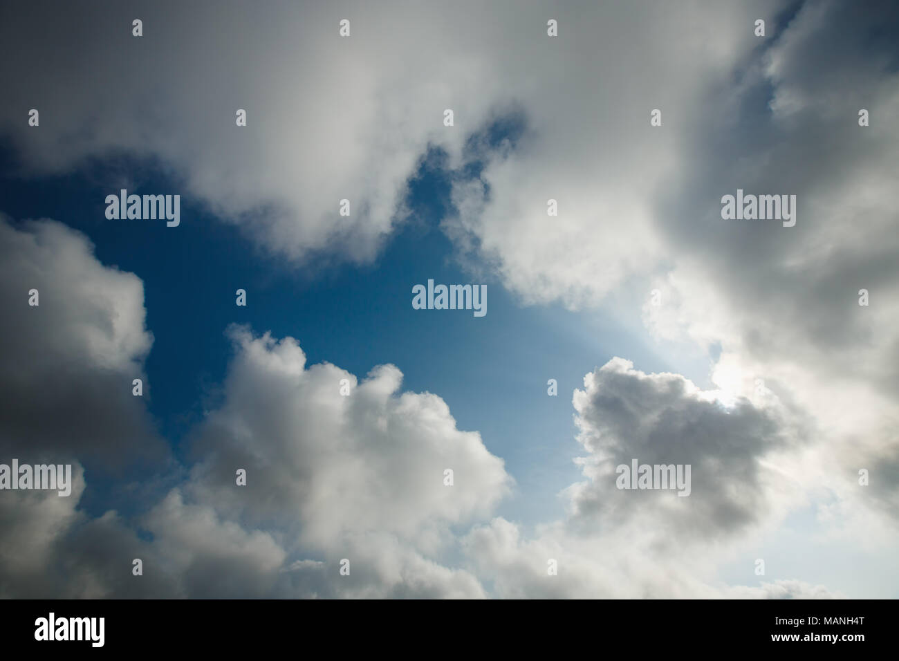 Beautiful blue sky with fluffy white clouds as a background Stock Photo ...