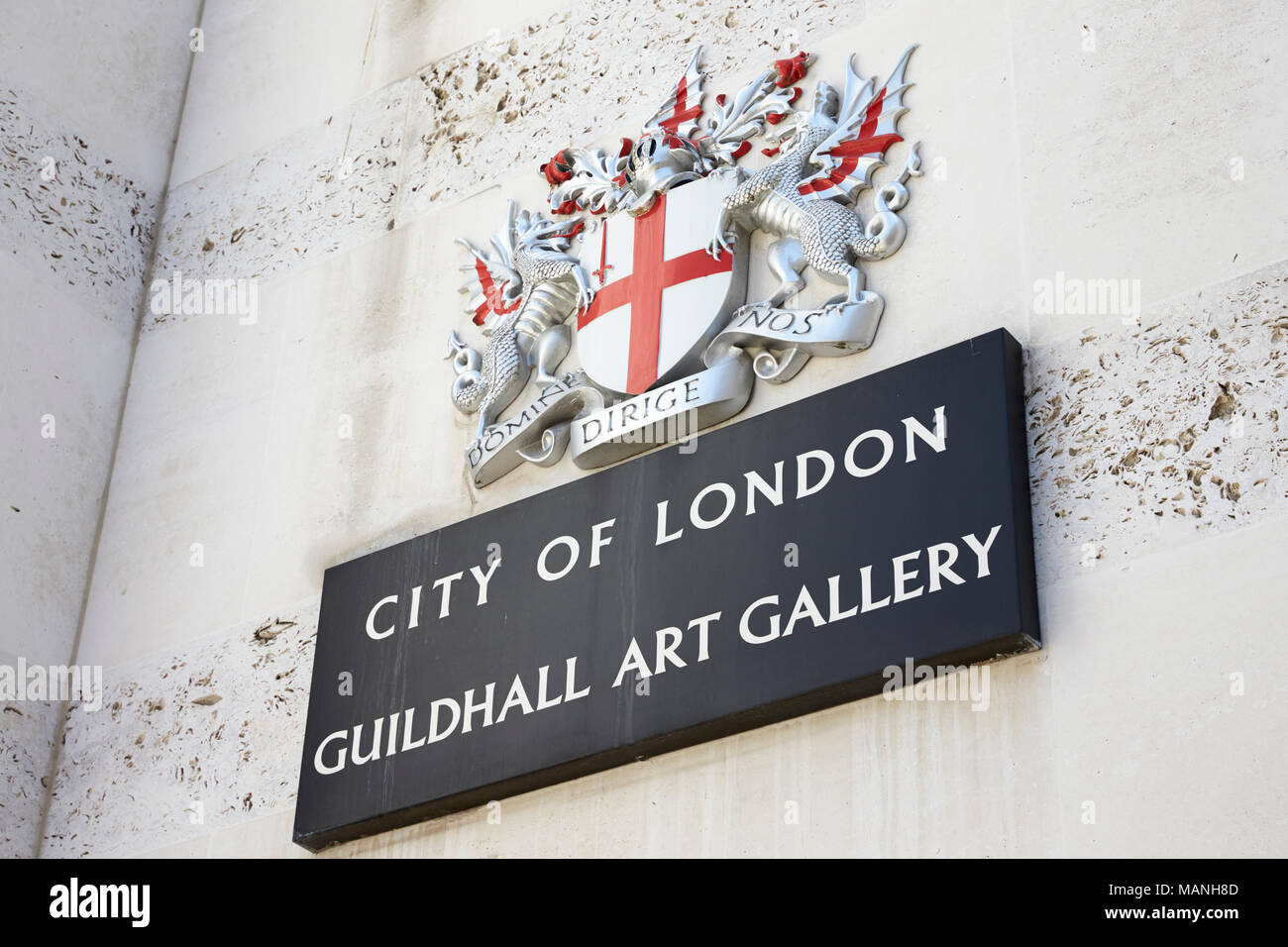 LONDON - MAY, 2017: City Of London Guildhall Art Gallery street sign, London, EC2, detail. Stock Photo