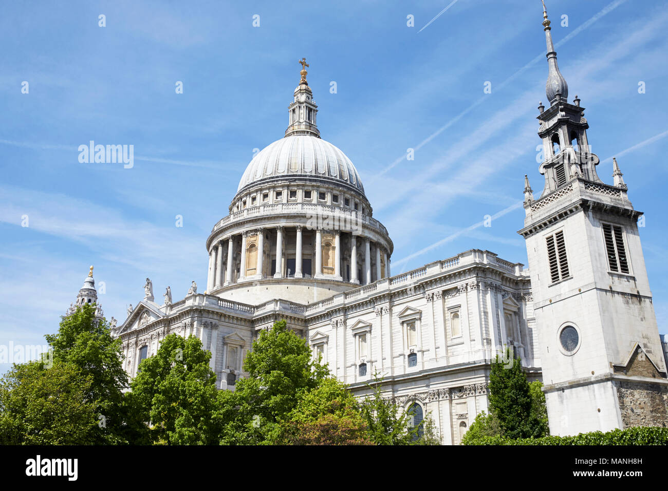 LONDON - MAY, 2017: St Paul’s Cathedral against blue sky, Ludgate Hill, London, EC4. Stock Photo
