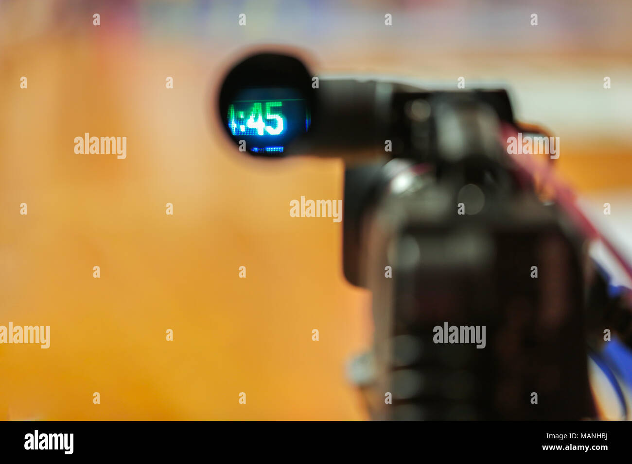 Professional video camera recording the basketball game Stock Photo Alamy