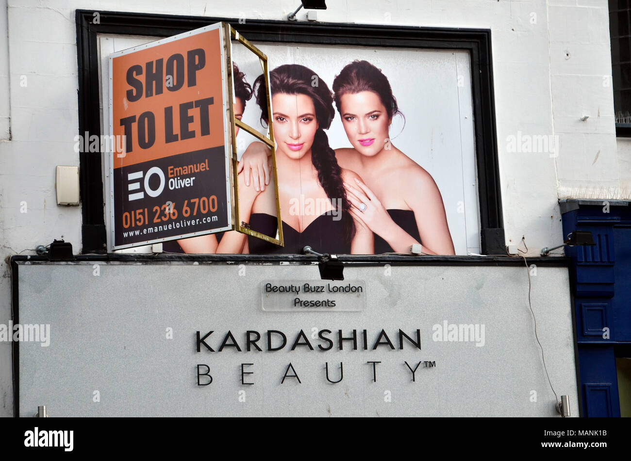 The closed Kardashian beauty shop in Liverpool, England Stock Photo