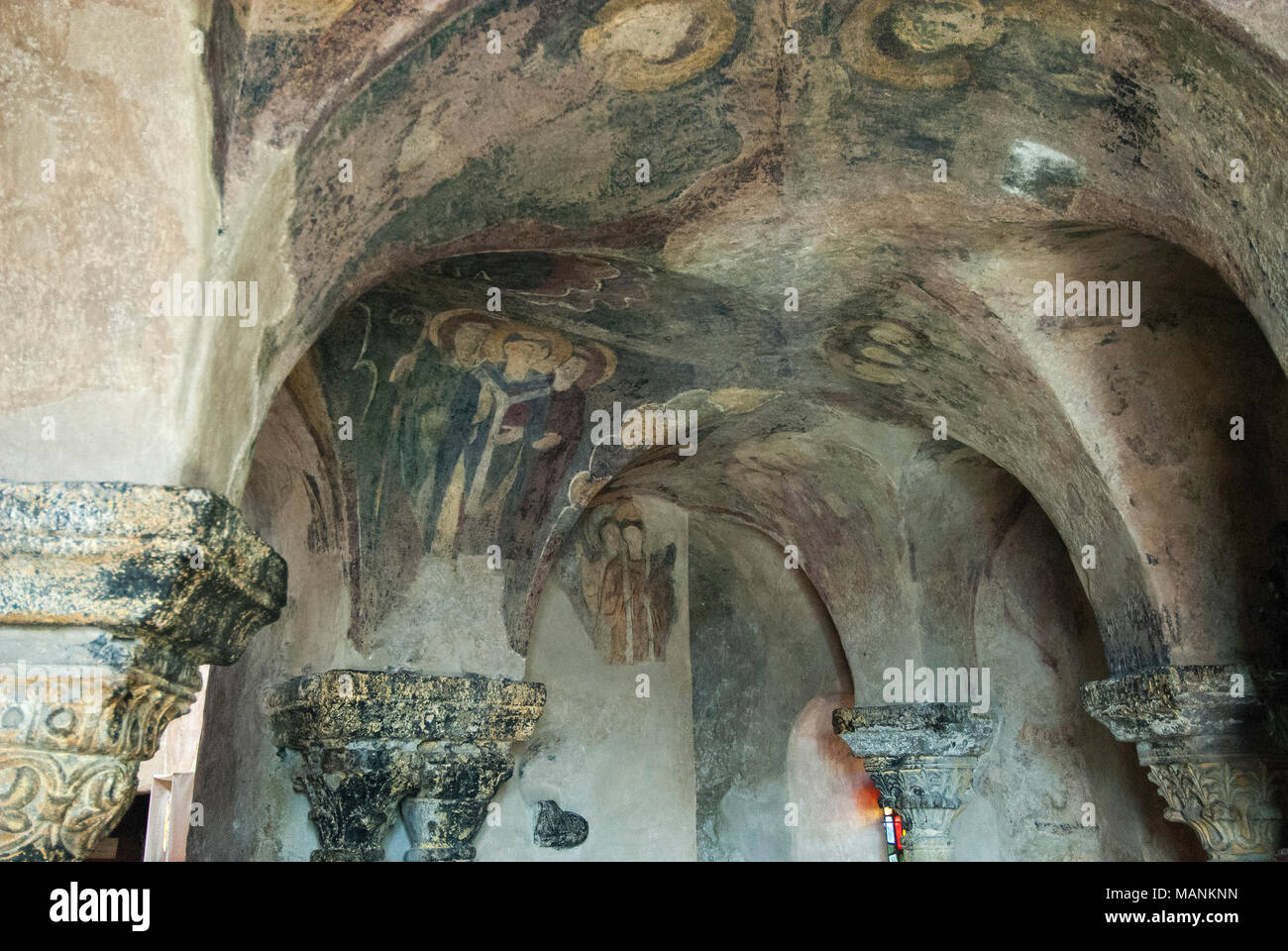 Frescos in Chapel of Saint-Michel d'Aiguilhe, Le Puy-en-Velay, Auvergne, France, Europe Stock Photo