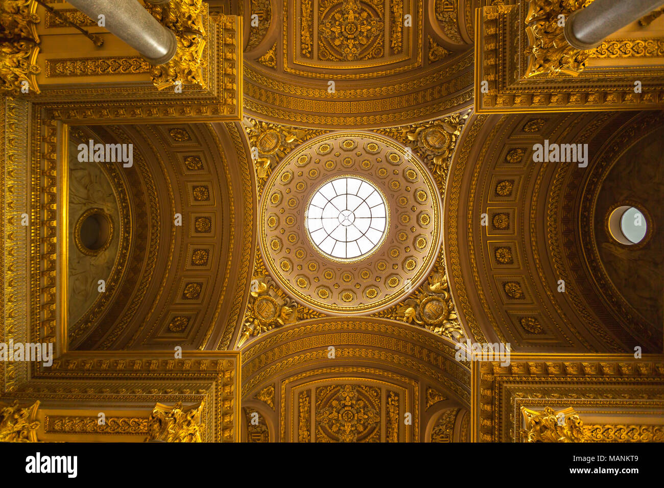 A luxury ceiling decoration in Versailles palace in Paris, France Stock Photo