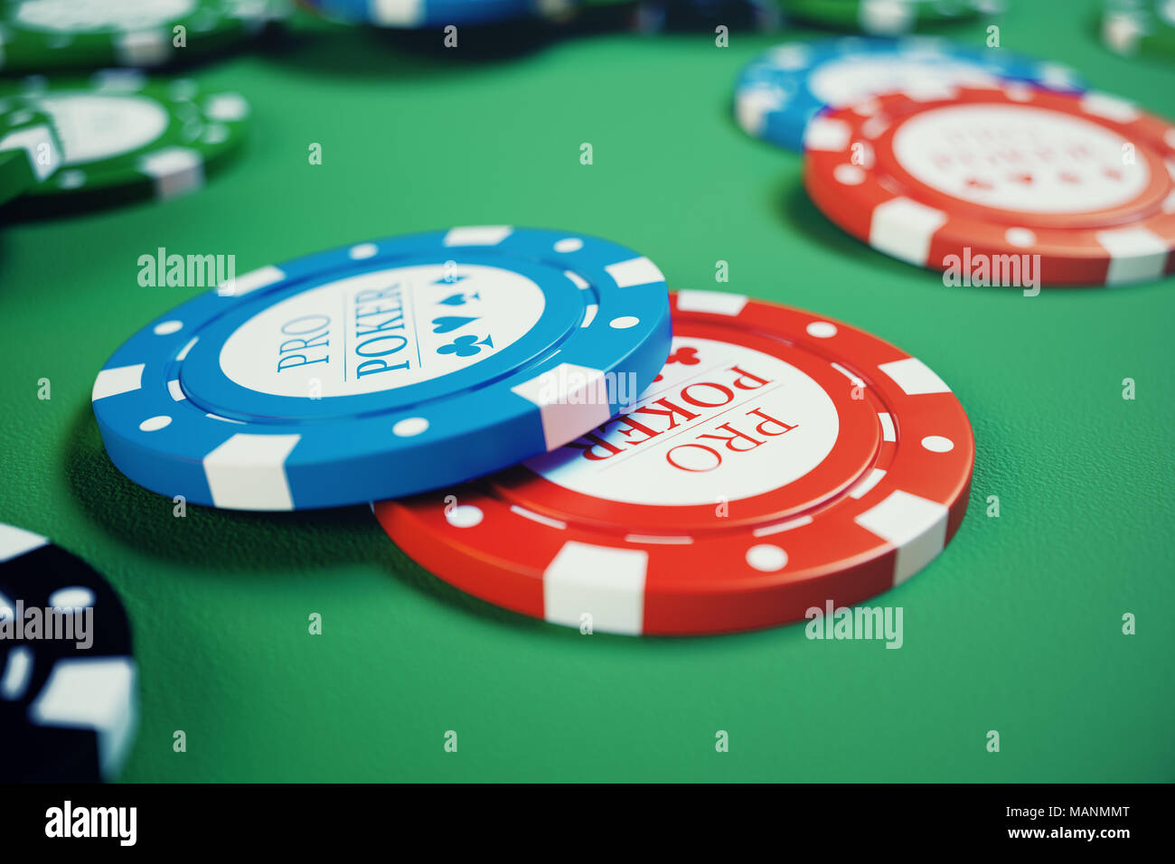 Online casino, betting concept. Poker chips and dice on black computer laptop keyboard. 3d illustration Stock Photo - Alamy
