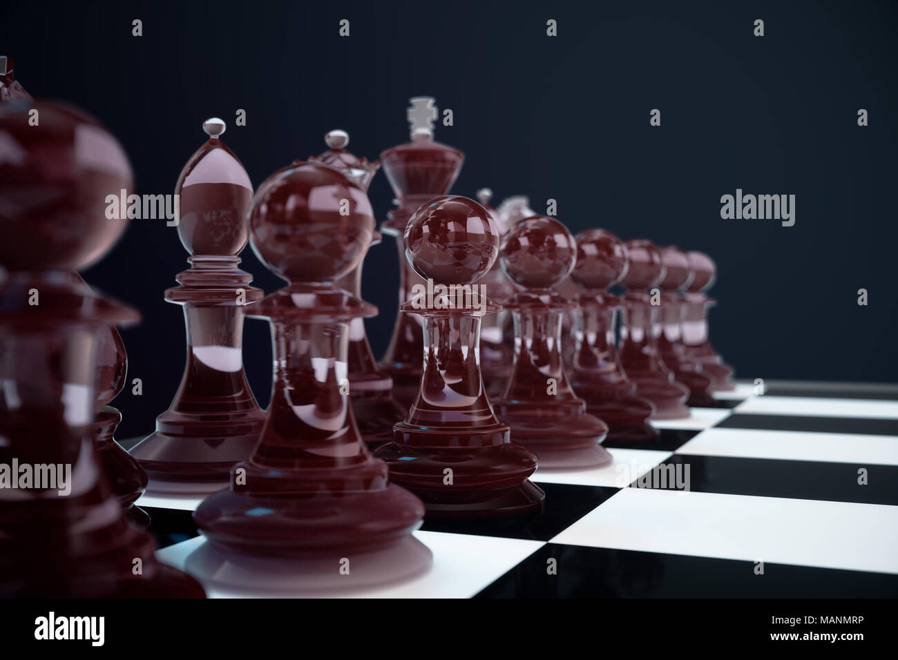 chess board seen close up with depth of field effect - 3D rendering Stock  Photo - Alamy