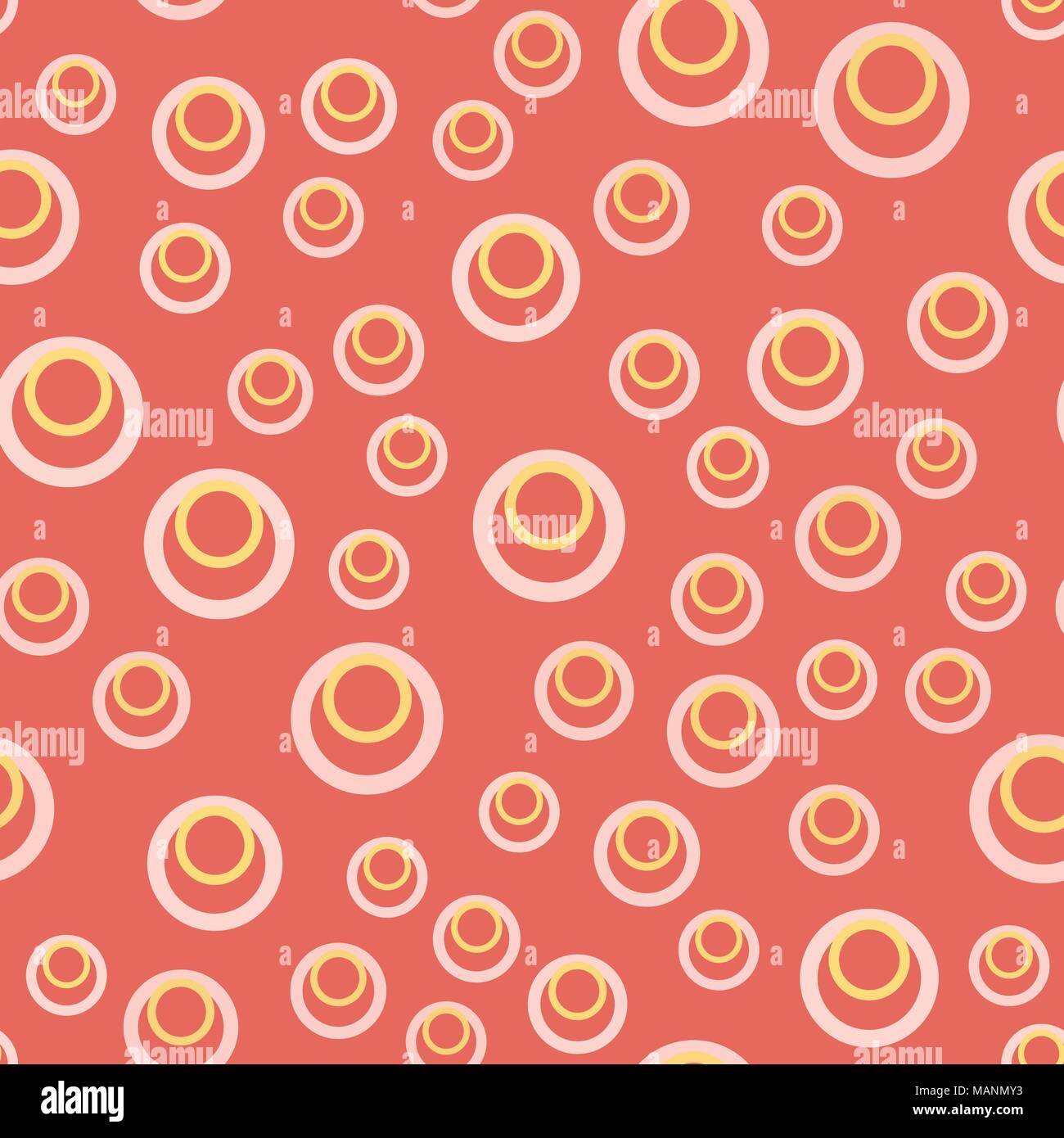 Abstract circle pattern seamless on warm red-pink Stock Vector