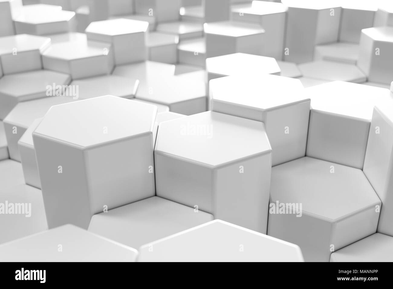White geometric hexagonal abstract background, 3d rendering Stock Photo ...