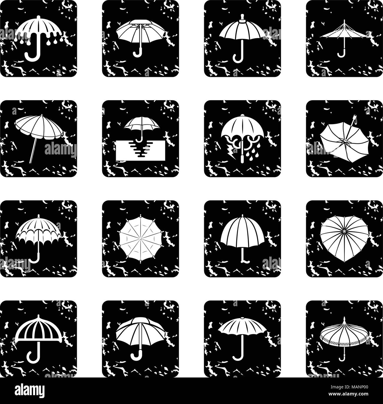 Umbrella icons set grunge vector Stock Vector Image & Art - Alamy
