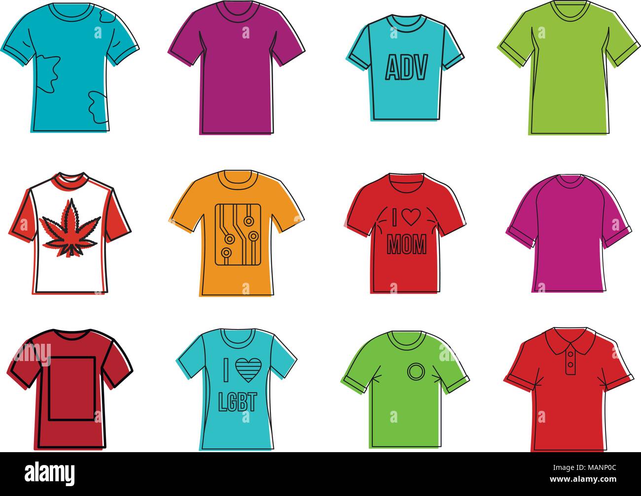 Tshirt icon set, color outline style Stock Vector Image & Art - Alamy