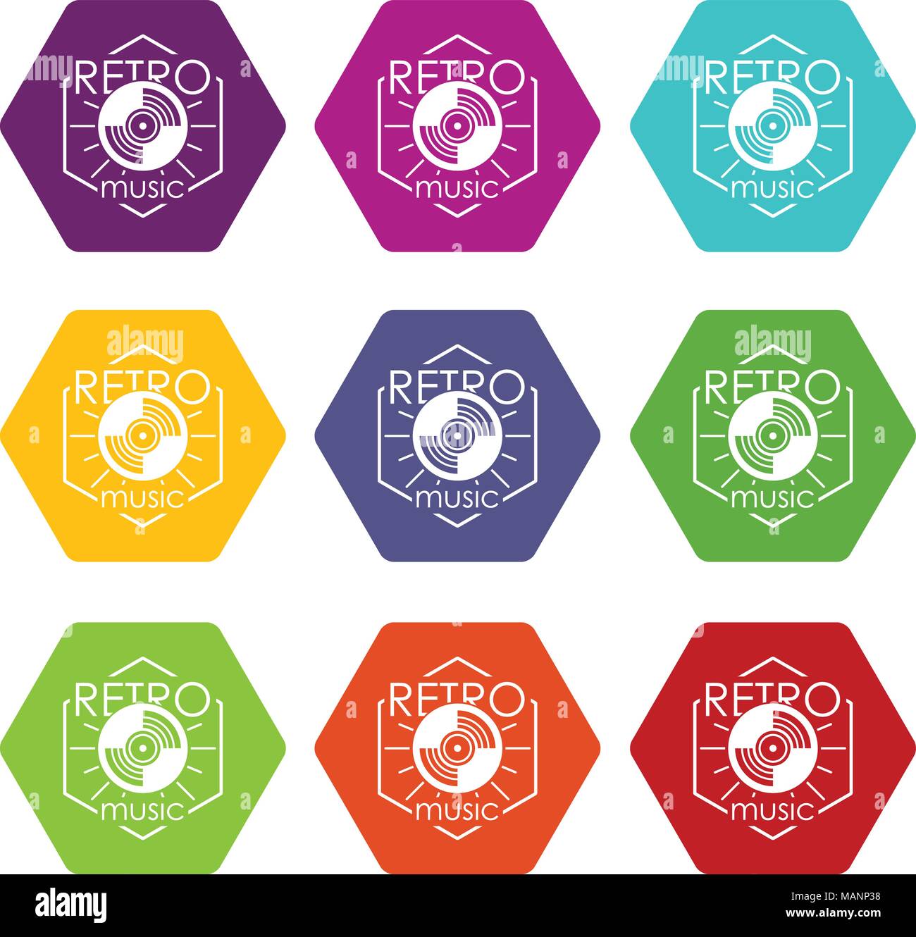 Retro music icons set 9 vector Stock Vector