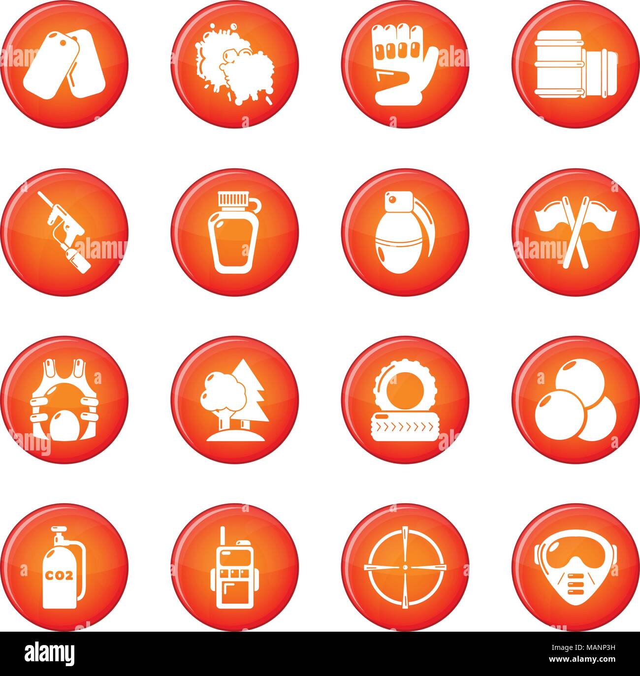 Paintball icons set red vector Stock Vector