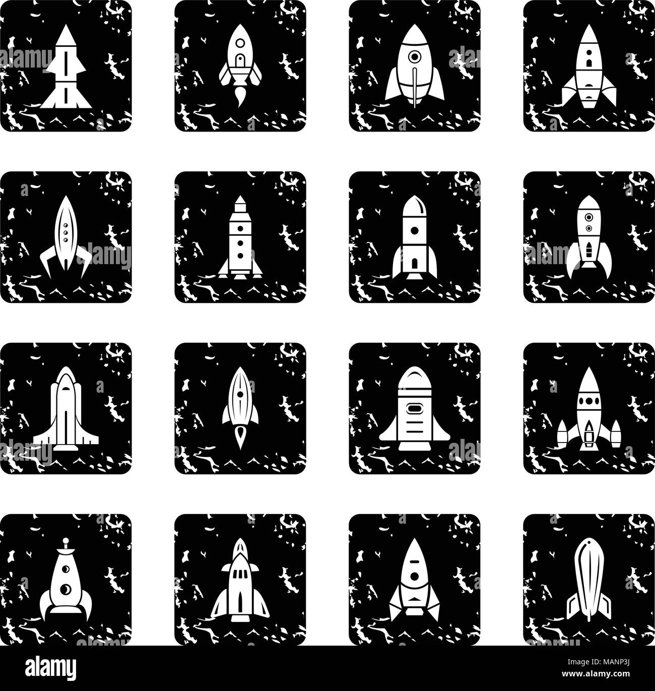 Rocket icons set grunge vector Stock Vector
