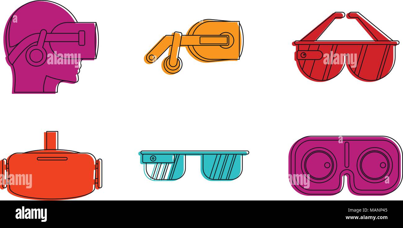 Vr glasses icon set, color outline style Stock Vector Image & Art - Alamy