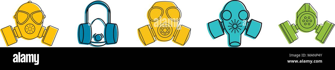 Gas mask icon set, color outline style Stock Vector Image & Art - Alamy