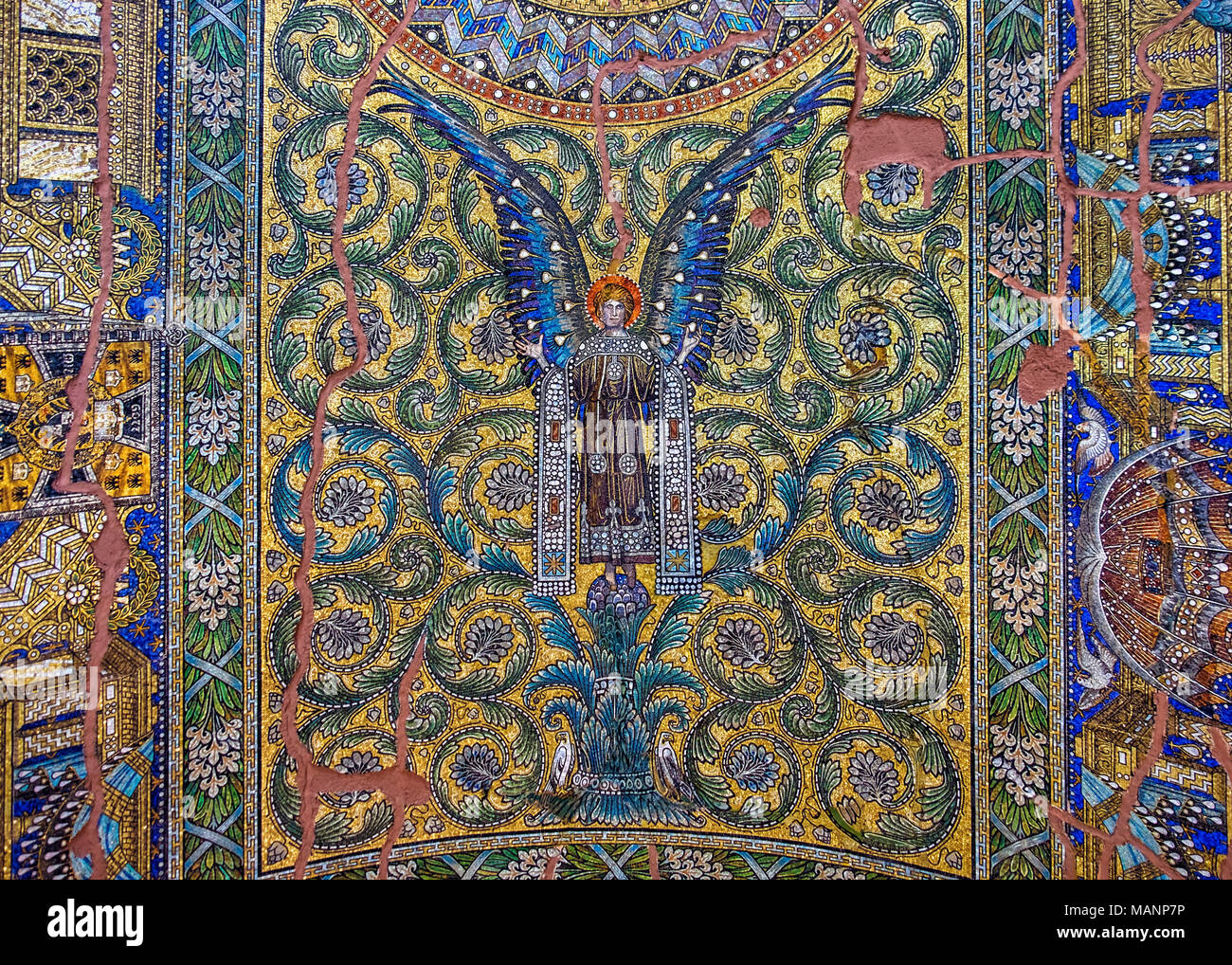 Berlin Breitscheidplatz. Kaiser Wilhelm Memorial Church mosiac detail ...