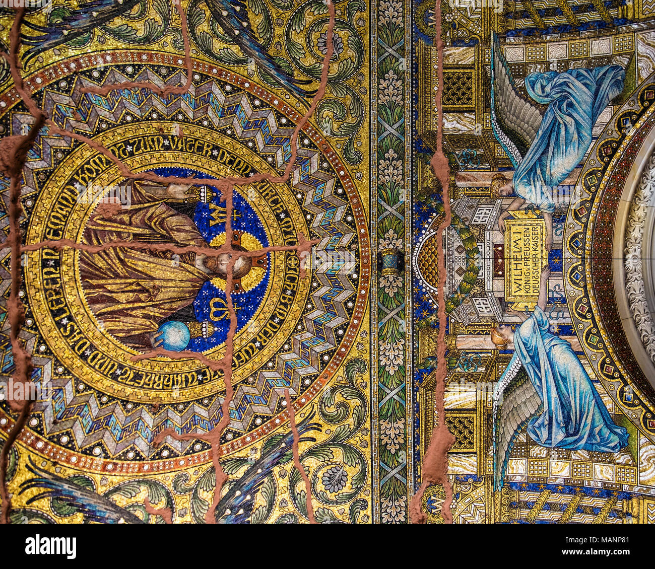 Berlin Breitscheidplatz. Kaiser Wilhelm Memorial Church mosiac detail ...