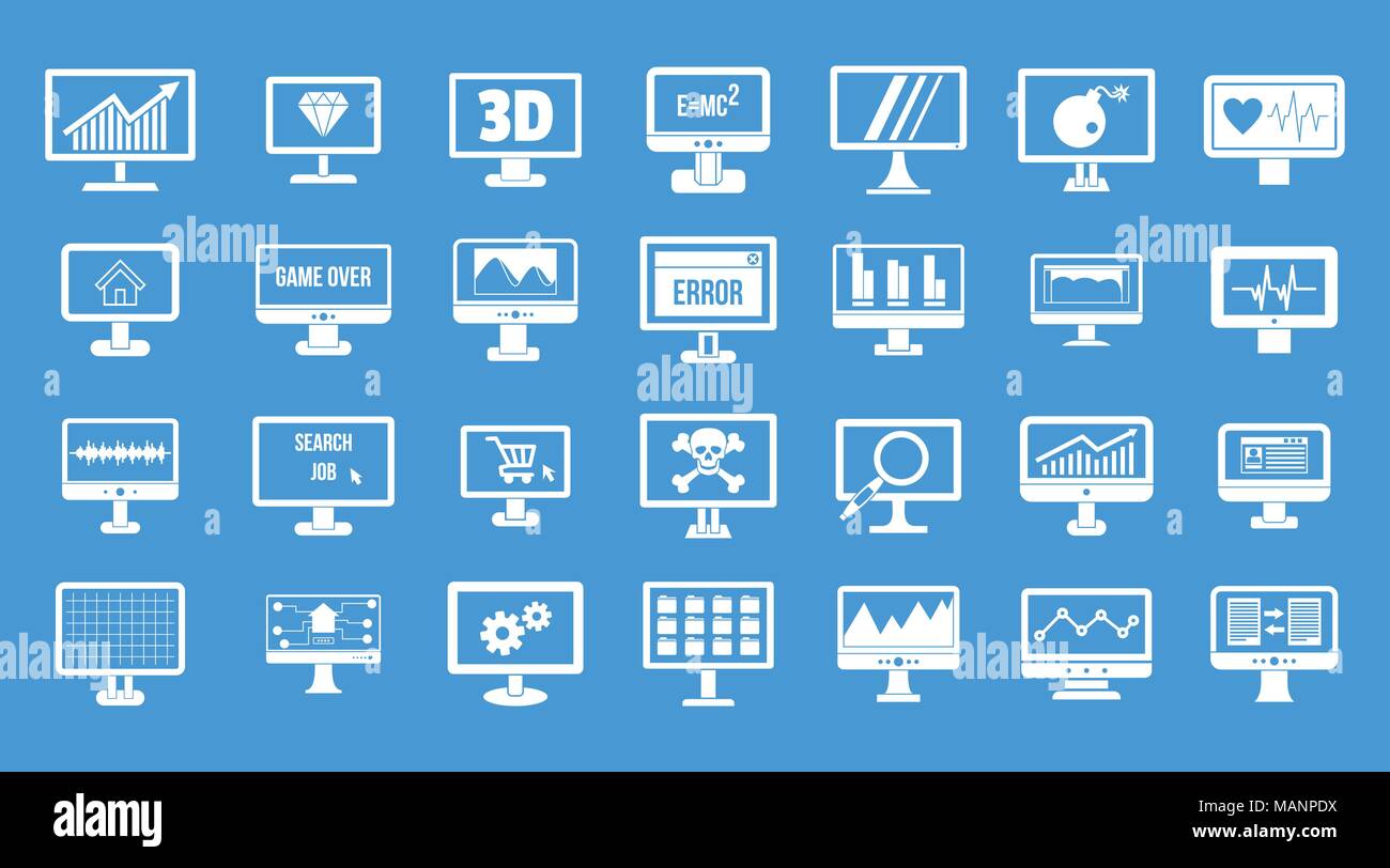 Monitor icon blue set vector Stock Vector Image & Art - Alamy
