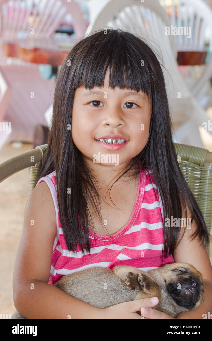 Little Girl Pet Carrier, puppy happyness sleeping Stock Photo Alamy