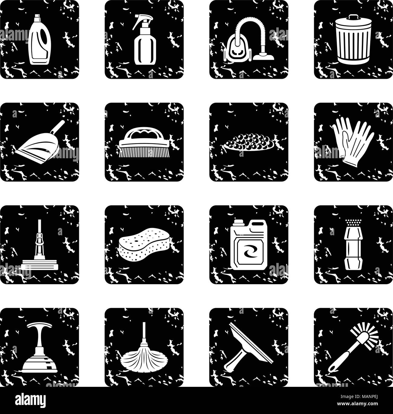 Cleaning icons set grunge vector Stock Vector