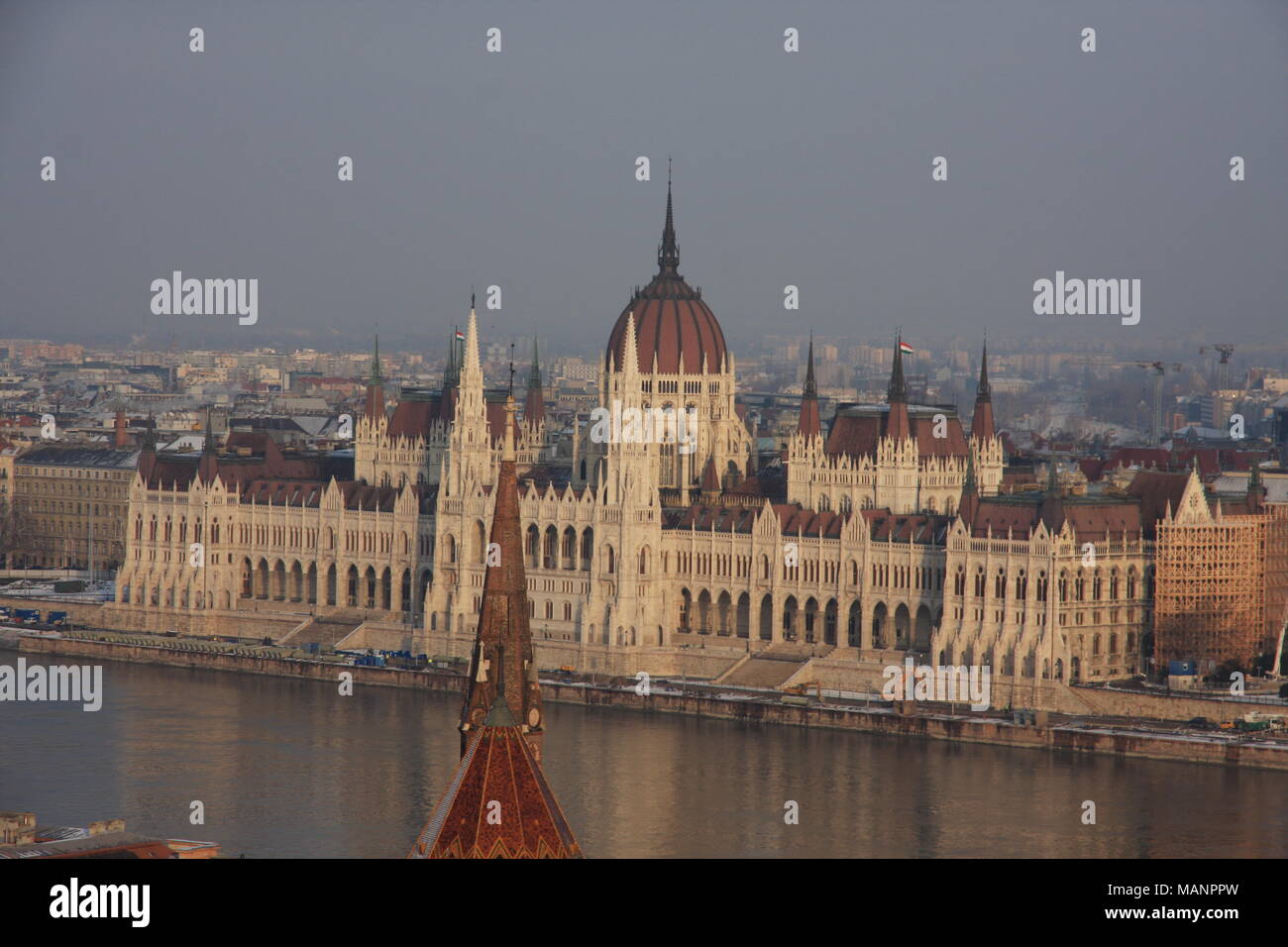 Hungarian Parliament at Pest, beside the Danube. Budapest, Hungary Stock Photo