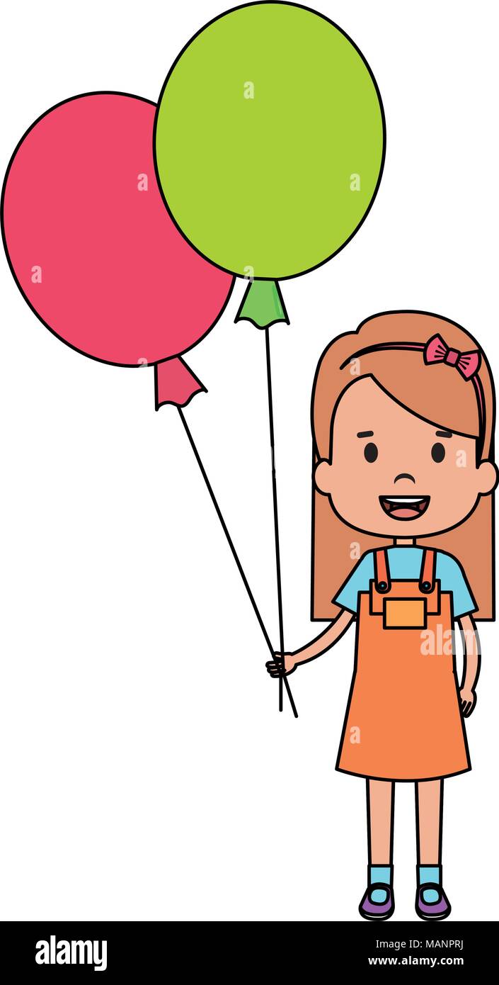 happy little girl with balloons air character Stock Vector Image & Art ...