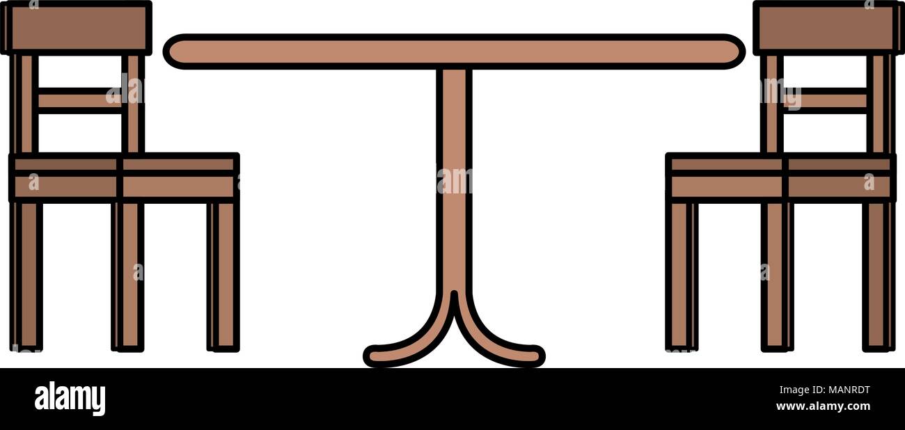 wooden table with chairs Stock Vector Image & Art - Alamy