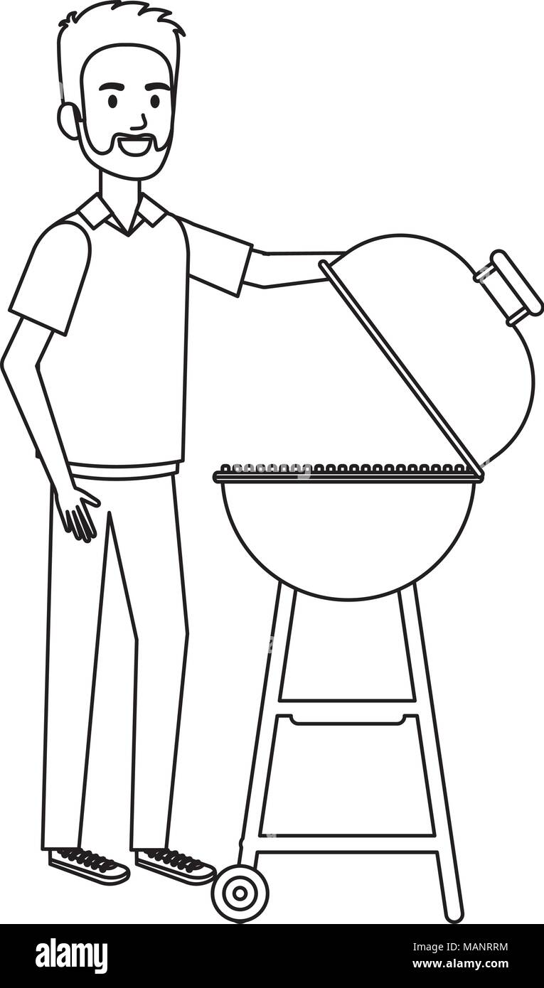 man using grill character Stock Vector Image & Art Alamy