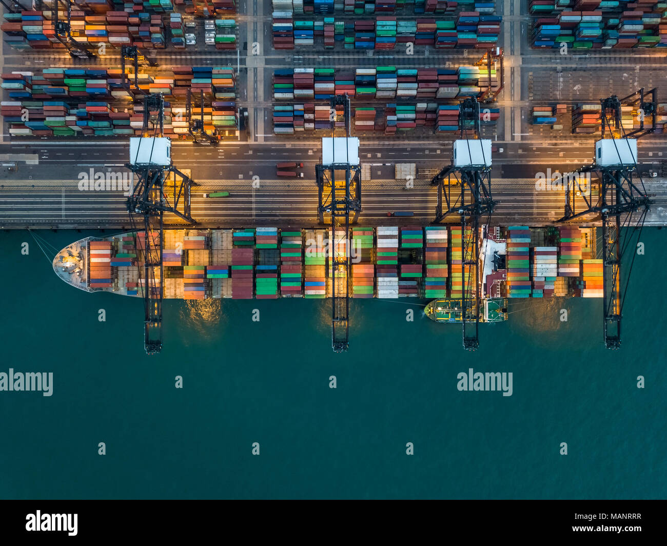 Kwai Tsing Container Terminals from drone view Stock Photo