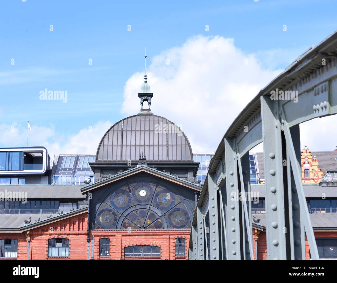 Altona Fischmarkt or fish market hall, Hamburg. Brick stone building