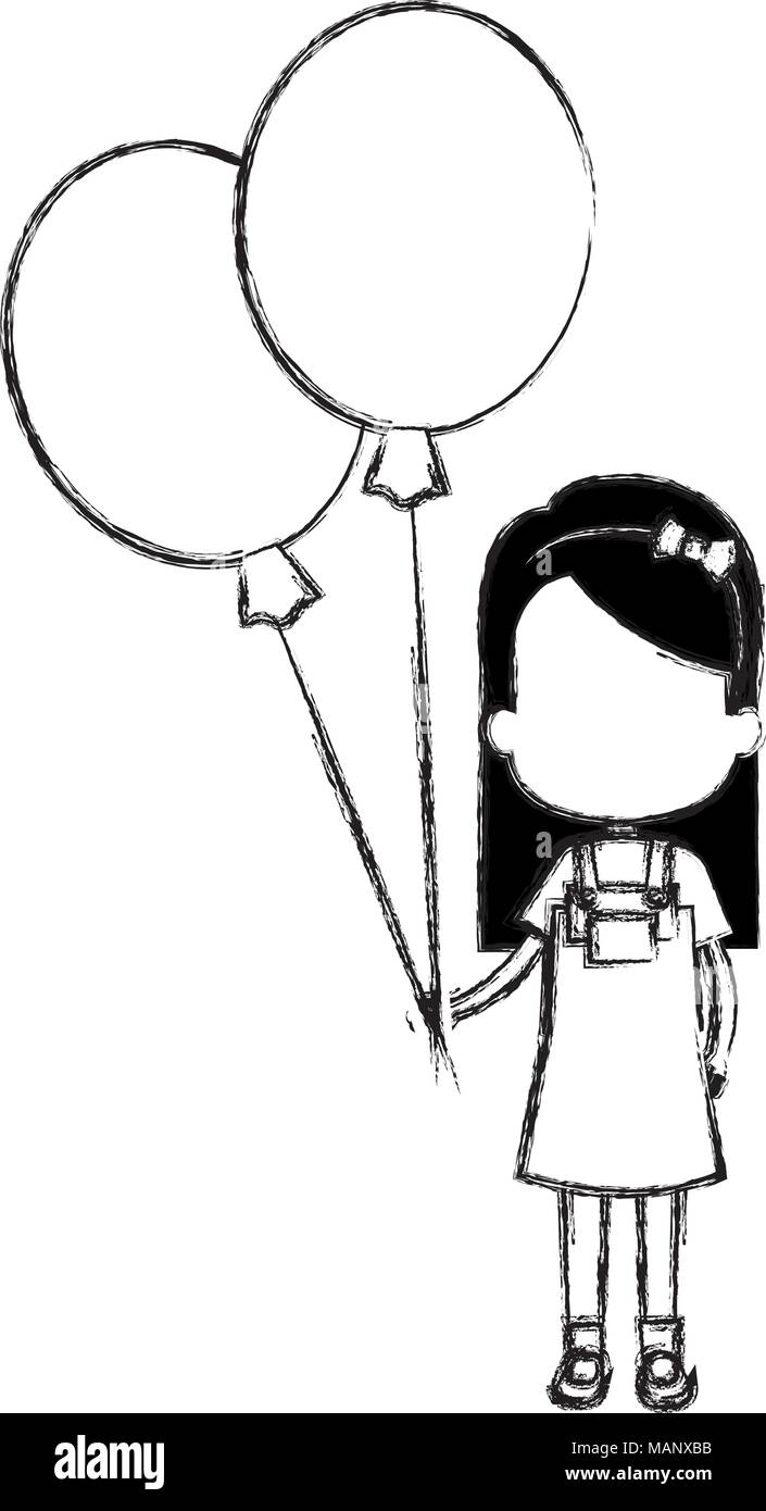 happy little girl with balloons air character Stock Vector Image & Art ...