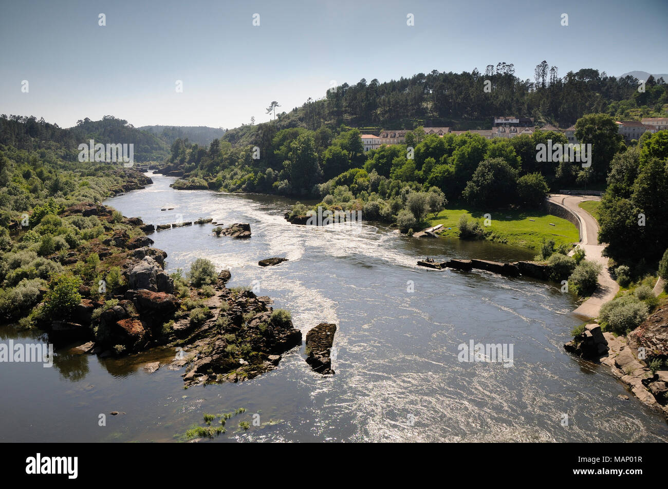 Minho river near Melgaço, between Portugal and Spain. Portugal Stock Photo