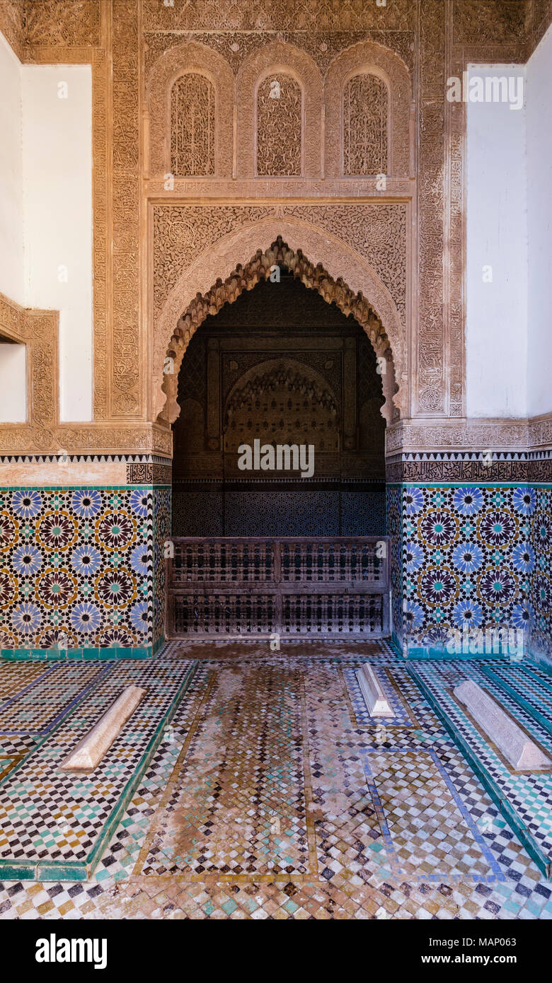 Saadian Tombs, Rue de La Kasbah, Marrakesh, Morocco Stock Photo